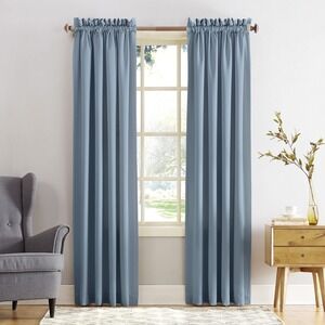 Sun Zero Barrow Energy Efficient Rod Pocket Curtain Single Panel Vintage Blue